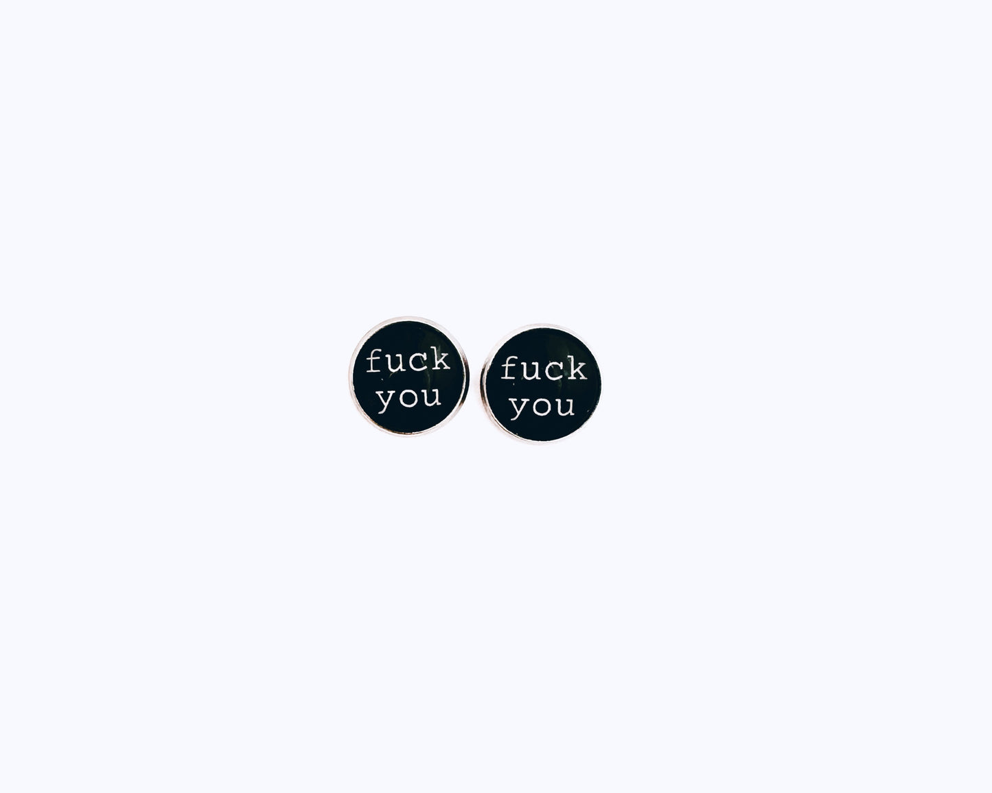 'Fuck You' Glass Dome Studs