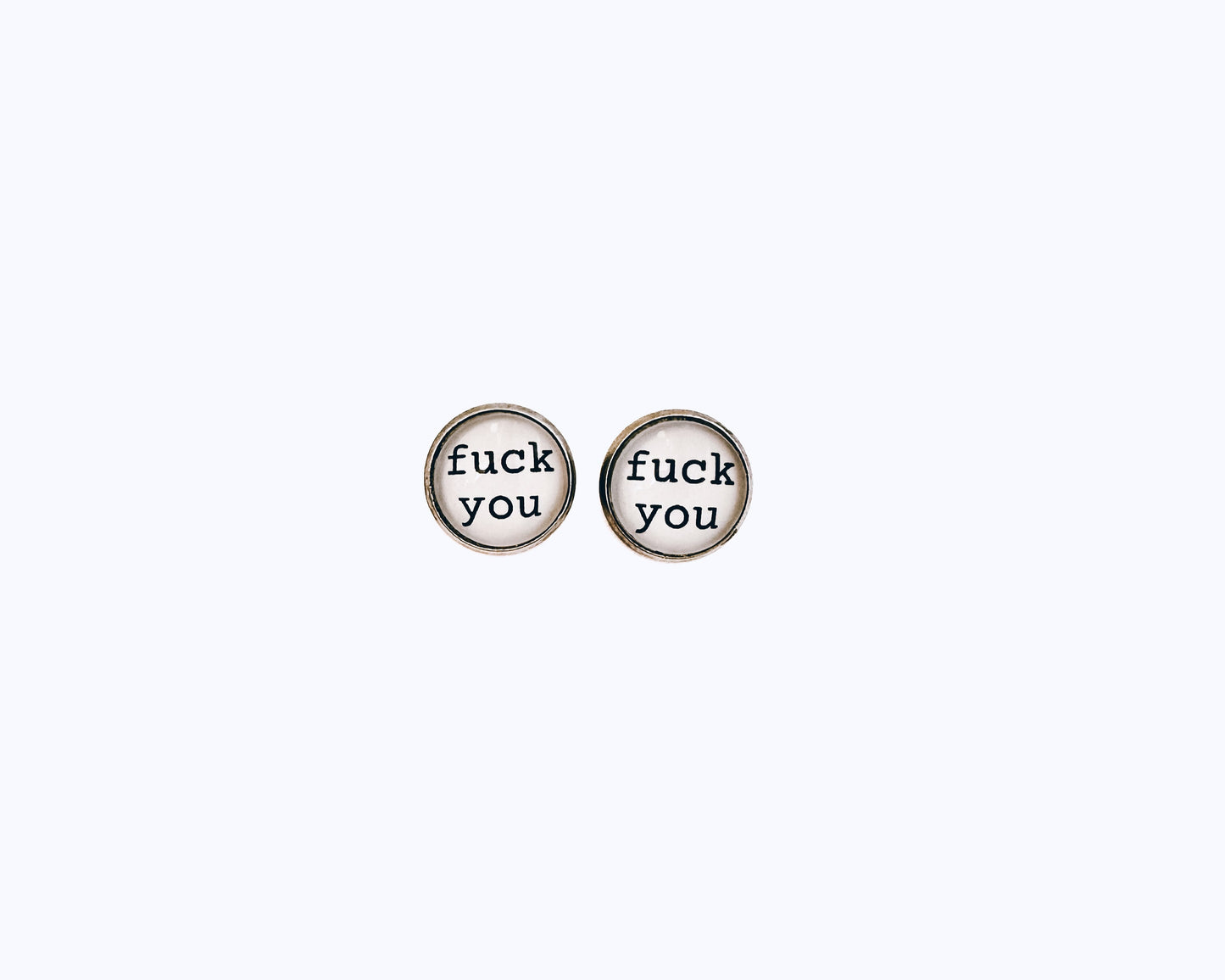 'Fuck You' Glass Dome Studs