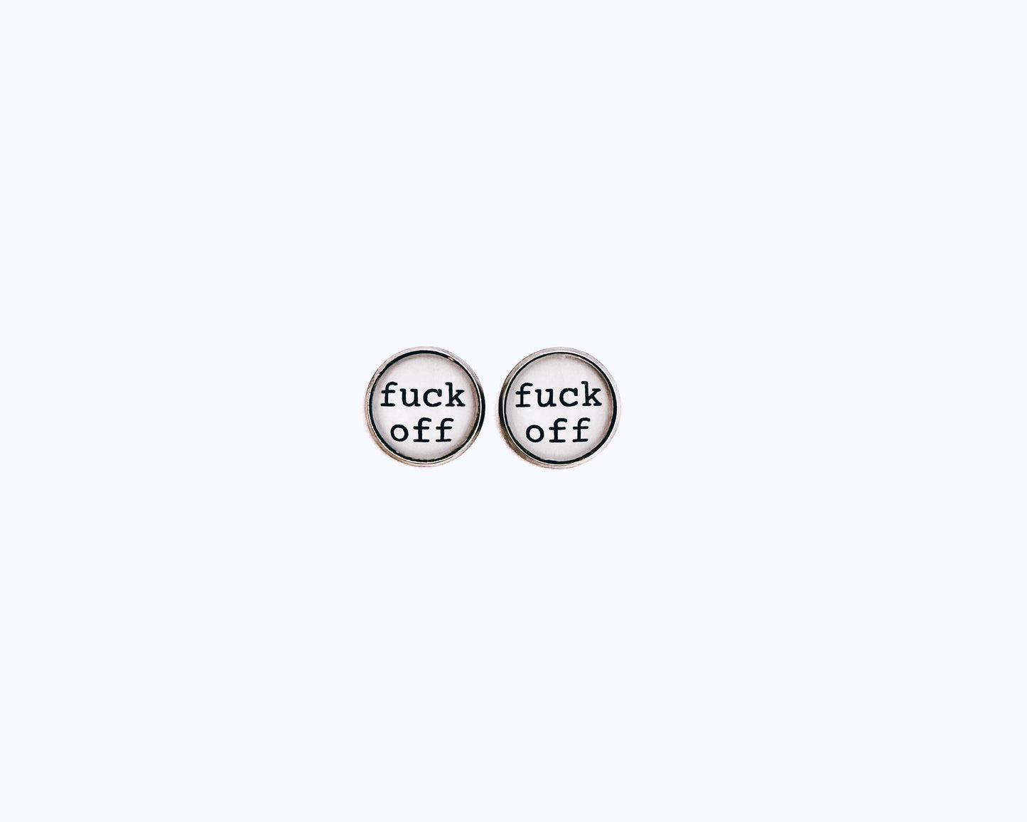 'Fuck Off' Glass Dome Studs