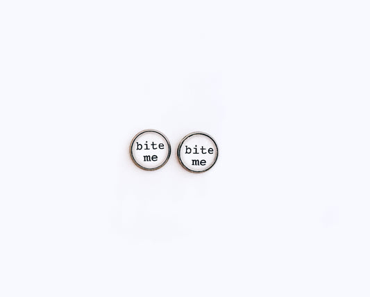 'Bite Me' Glass Dome Studs