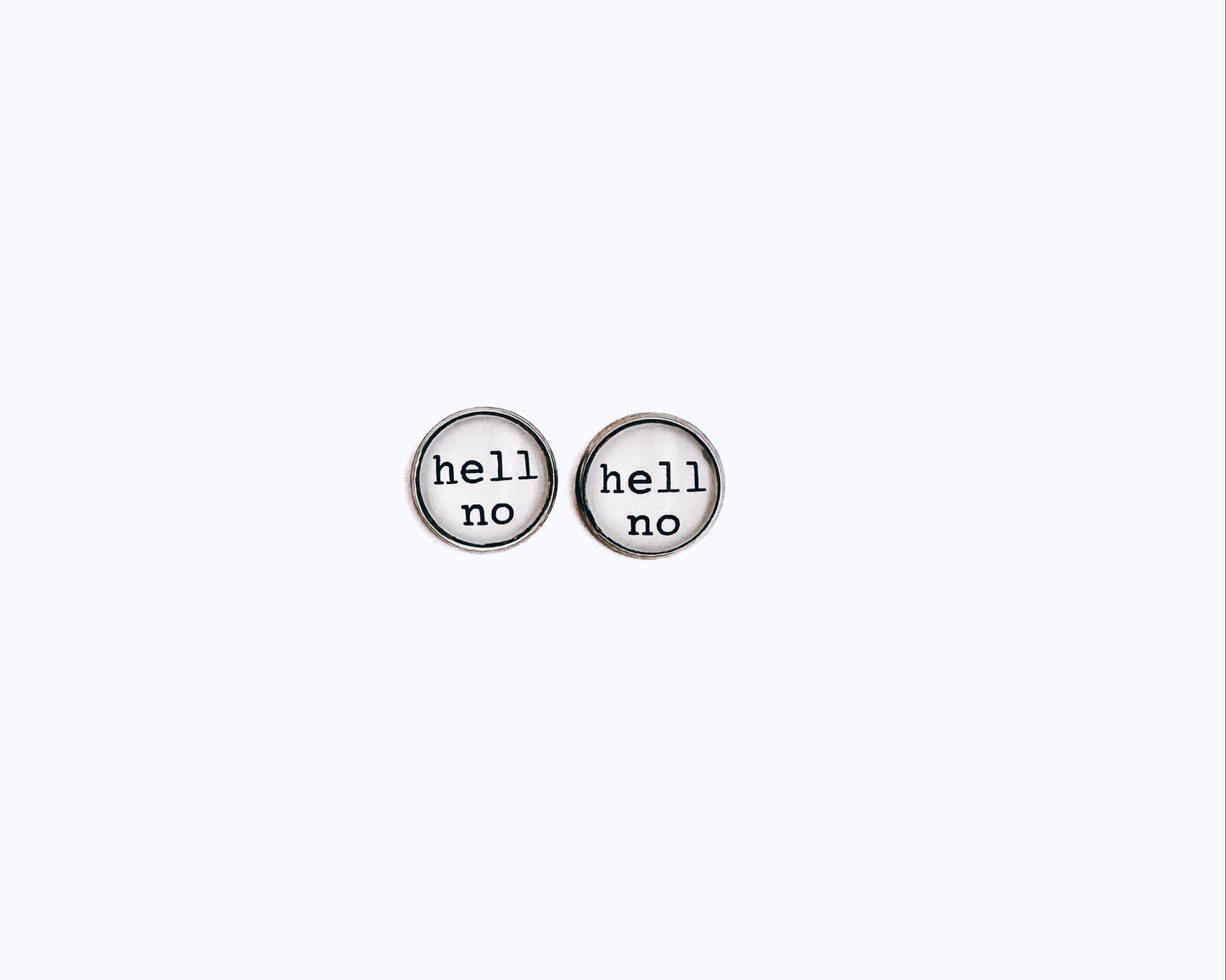 'Hell No' Glass Dome Studs