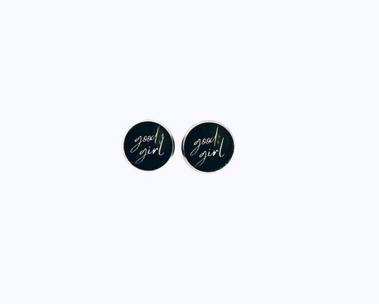 'Good Girl' Glass Dome Studs