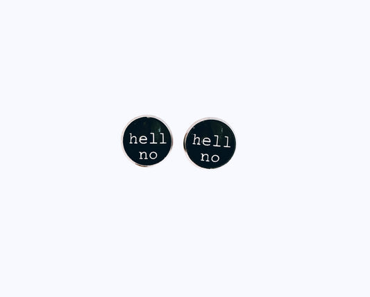 'Hell No' Glass Dome Studs
