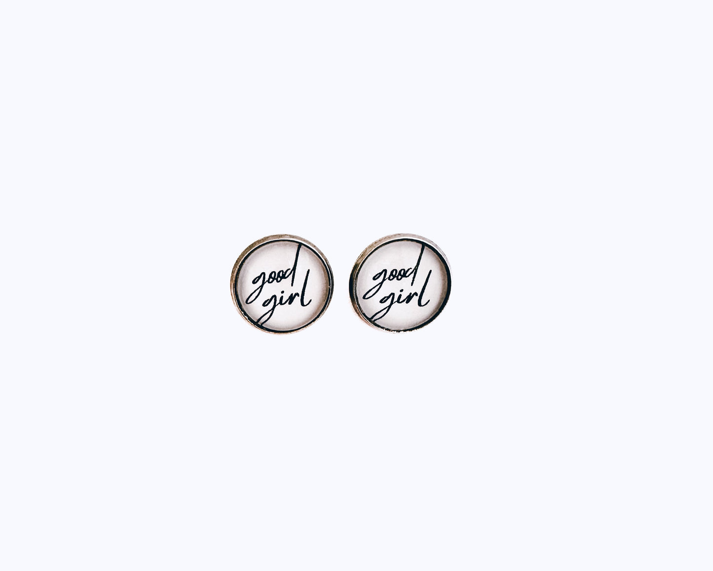 'Good Girl' Glass Dome Studs
