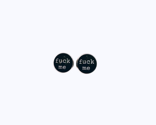 'Fuck Me' Glass Dome Studs