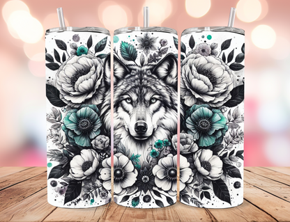 Floral Wolf Tumbler