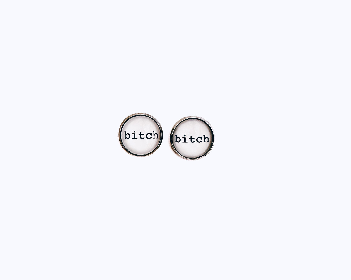 'Bitch' Glass Dome Studs
