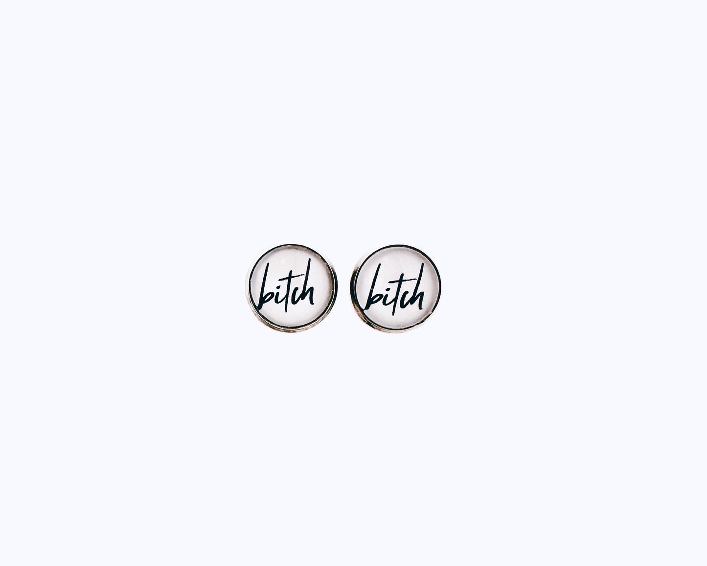 'Bitch' Glass Dome Studs