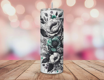 Floral Wolf Tumbler